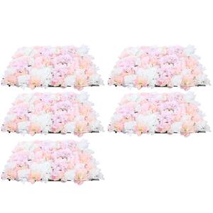 5- Pcs Artificial Silk Rose Flower Wall Panel for Backdrop Wedding Wall Decoration