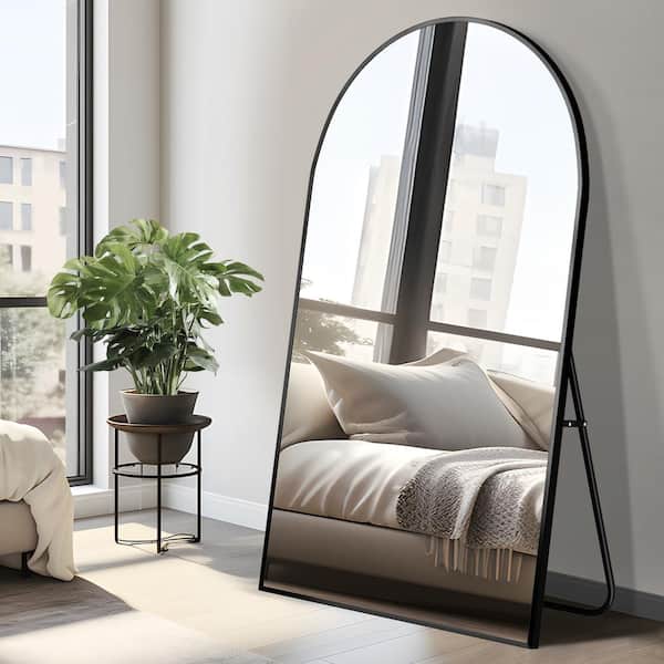 Dovelina 39 in. W x 71 in. H Modern Arch Metal Framed Black Full Length Floor Mirror Standing Mirror