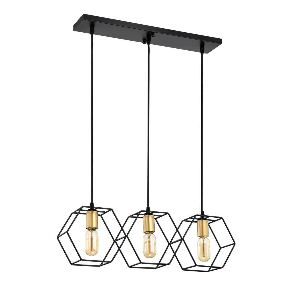 Horatia 24 in. 3-Light Indoor Matte Black and Satin Gold Semi Flush Mount Chandelier with Light Kit price history on PriceWatchPro