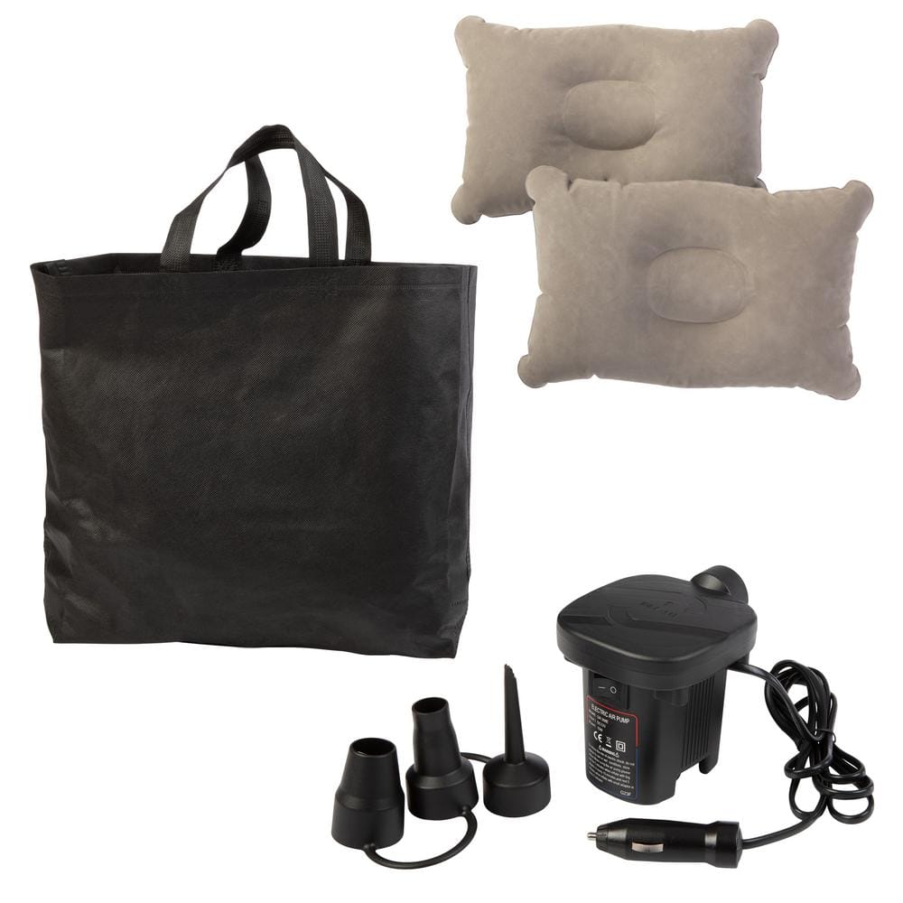 Gray Inflatable Car Air Mattress with Pump and Pillows