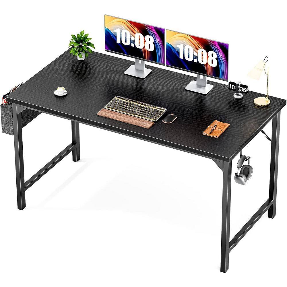 47 in. Rectangular Black Computer Desk Home Office Writing Desk with Storage Bag, Hook