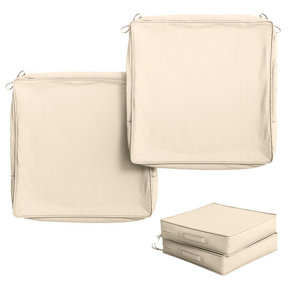 24 in. x 24 in. (2-Pack) Slipcover Repacement Outdoor FadeandSplash Resistant Couch Seat Cushion Cover Cream price history on PriceWatchPro