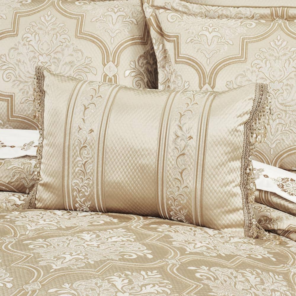 Champagne Gold Satin Boudoir Decorative Throw Pillow 15x22"