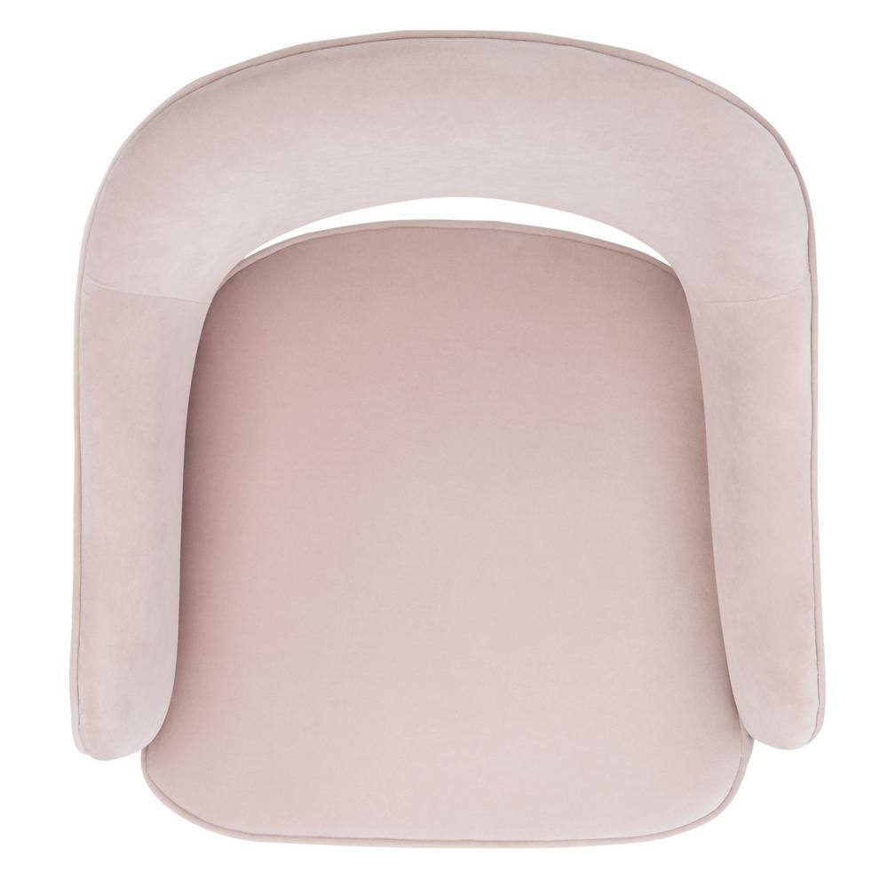 Evelyn Light Pink Velvet Accent Chair with Tapered Gold Legs