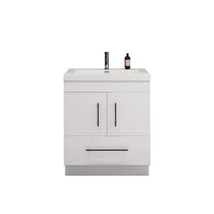 Elsa 29.53 in. W x 19.69 in. D x 35.44 in. H Bathroom Vanity in High Gloss White with White Acrylic Top