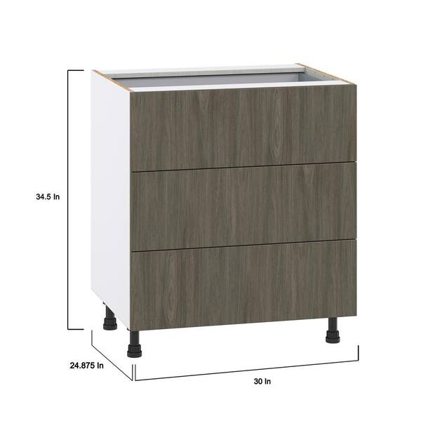 J COLLECTION Medora Textured 24 in. W x 34.5 in. H x 24 in. D in Slab Walnut Assembled Base Kitchen Cabinet with Inner Drawer