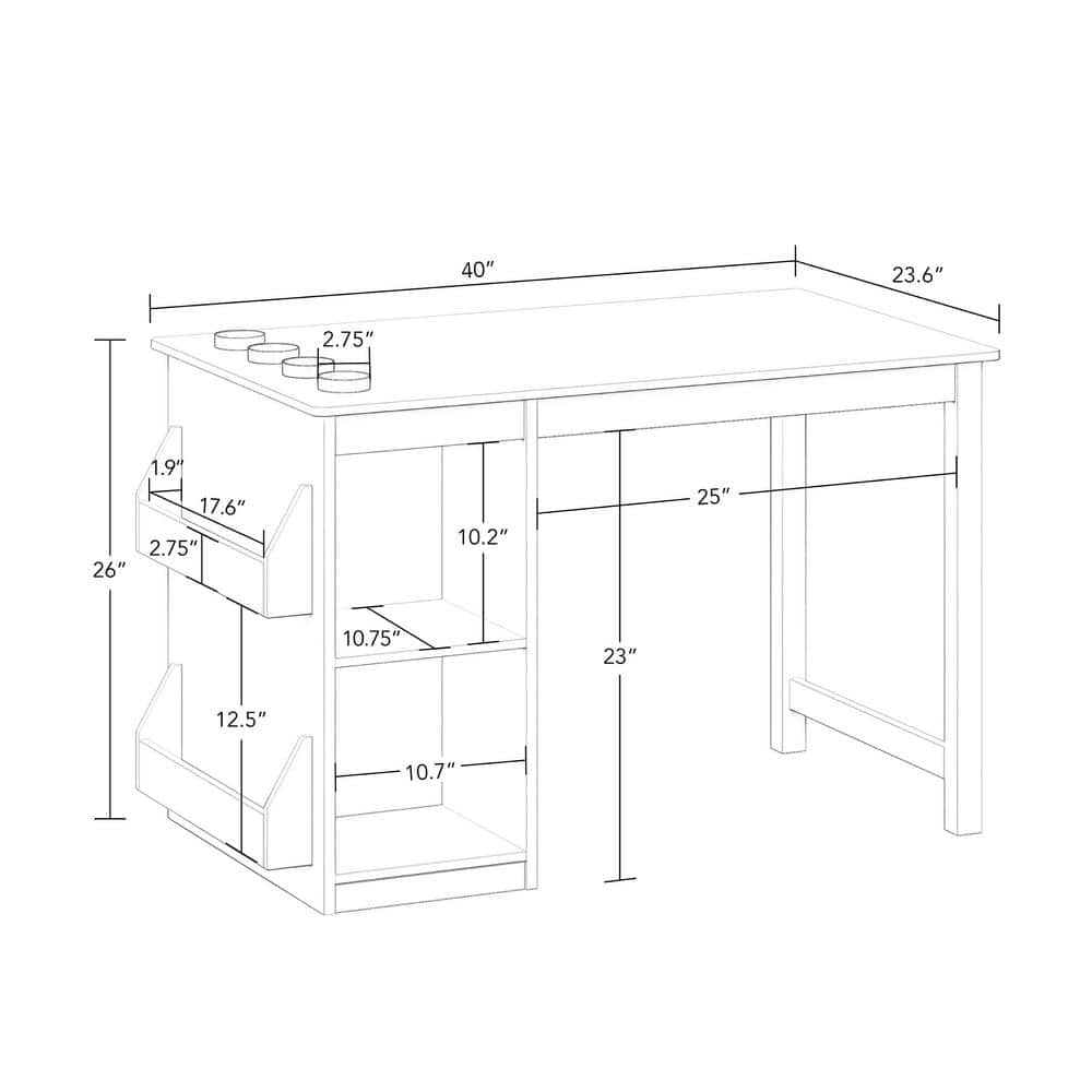 White Minimalist Children's Activity Table with Storage Bins