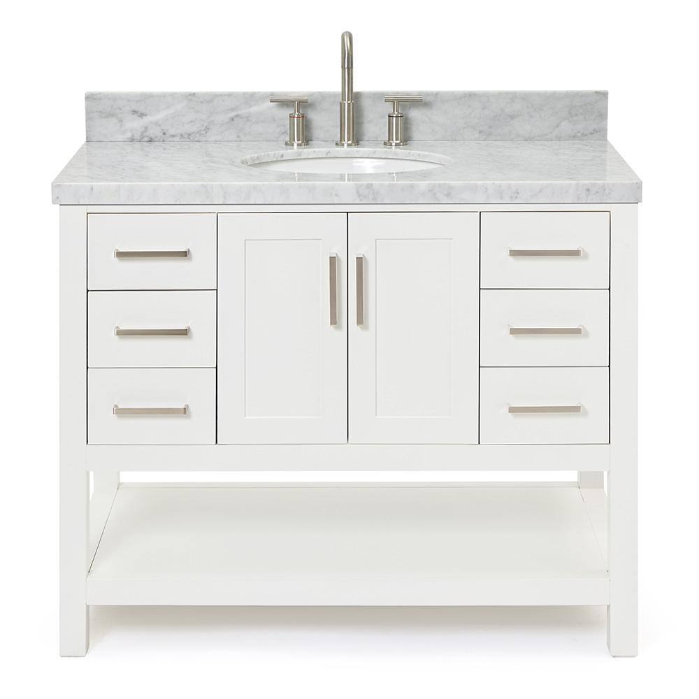 ARIEL Magnolia 43 in. W x 22 in. D x 36 in. H Bath Vanity in White with ...