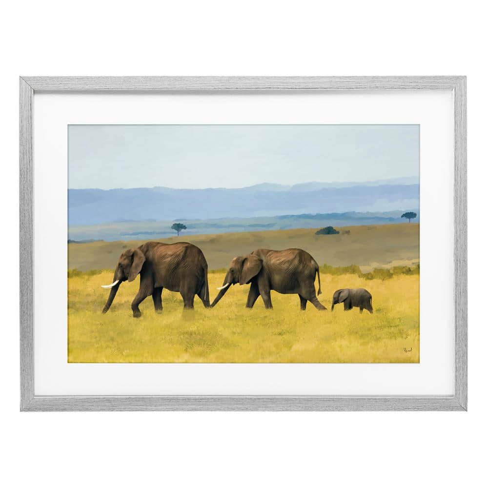 Elephants In The Grassland Gray Framed Print Under Glass, design by Renel Peters price history on PriceWatchPro