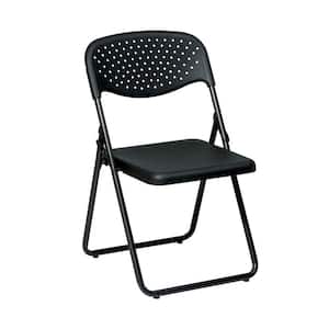 Black Plastic Seat Stackable Folding Chair (Set of 4)