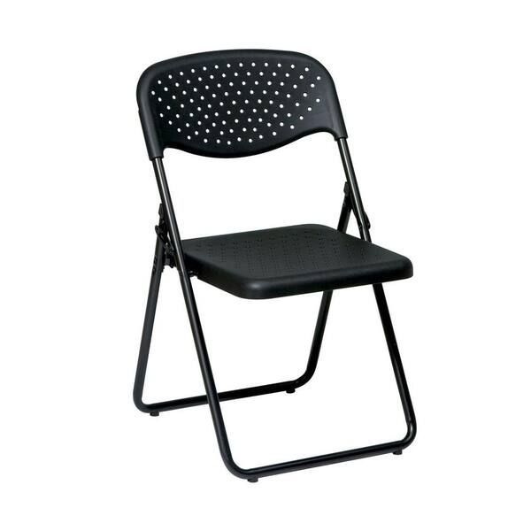 Office Star Products Black Plastic Seat Stackable Folding Chair (Set of