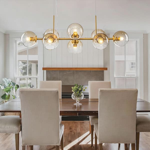 Y'INSP 39.4 in. 8-Light Modern Brushed Gold Linear Chandelier with