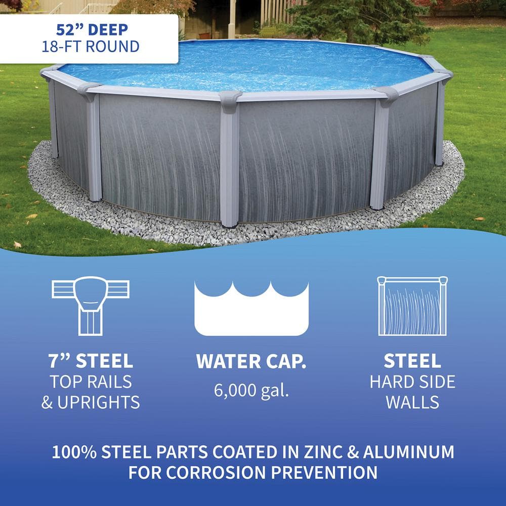 Martinique 18-ft Round 52-in Deep Steel Wall Above Ground Pool with Filter and Pump