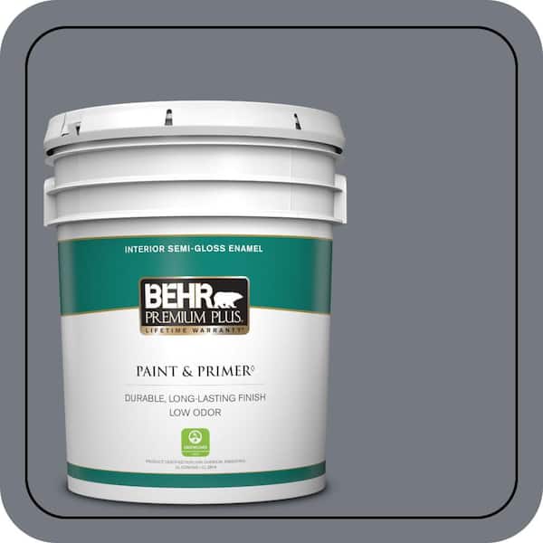 BEHR PREMIUM PLUS 5 gal. #N510-5 Liquid Mercury color Semi-Gloss Enamel Low Odor Interior Paint & Primer