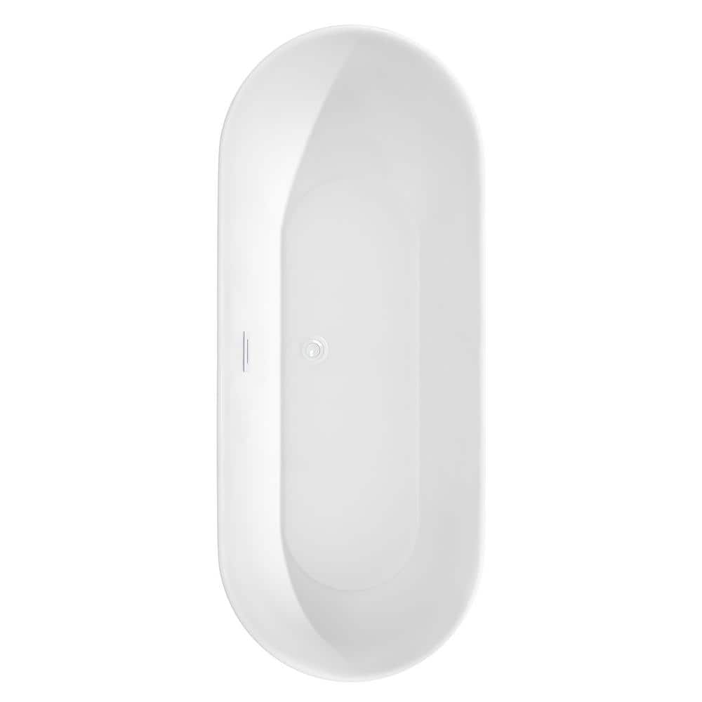 Melissa 71'' Shiny White Freestanding Acrylic Soaking Bathtub