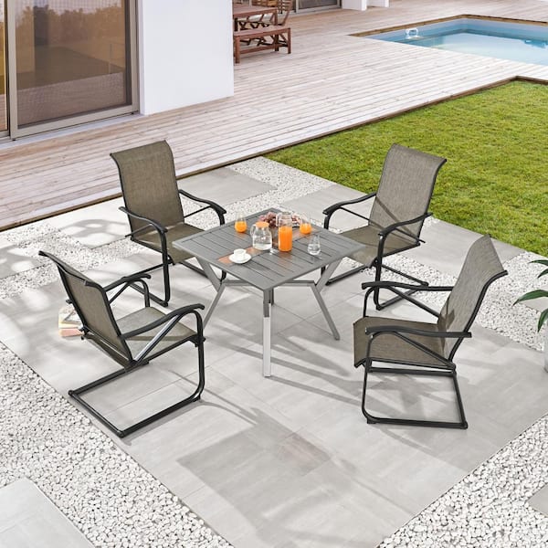 Patio Festival 5-Piece Taupe Metal Outdoor Dining Set