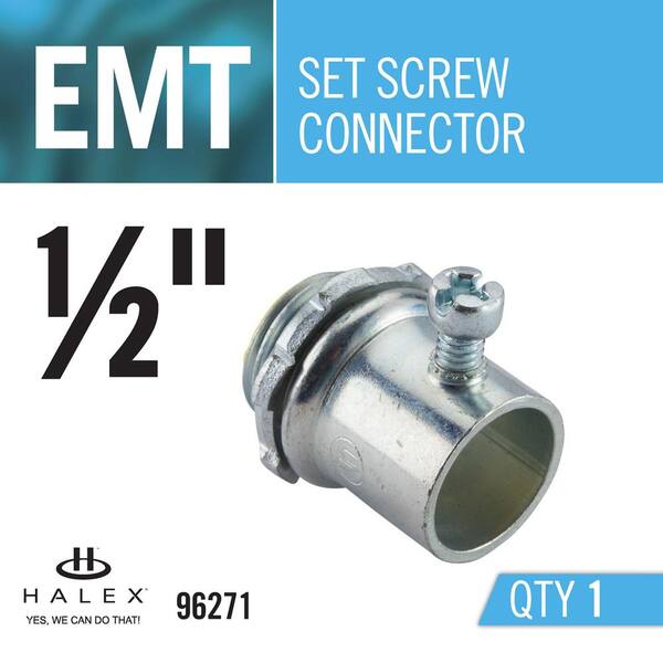 Halex 1/2 in Electrical Metallic Tube EMT Set-Screw Connectors 50-Pack Open Box 
