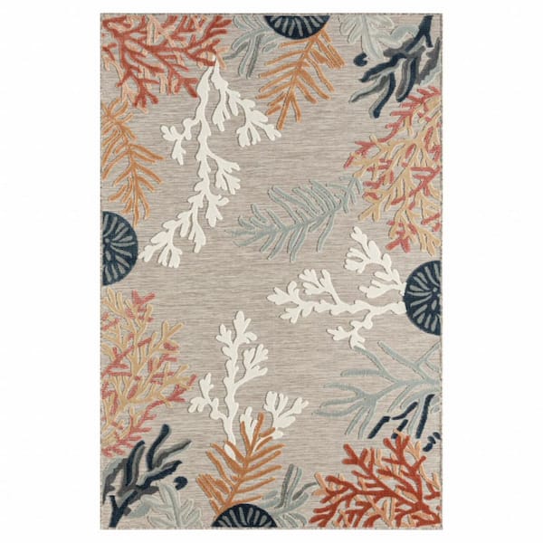 8' X 10' Blue And Gray Floral Stain Resistant Indoor Outdoor Area Rug 8' X 10' Blue And Gray Floral Stain Resistant Indoor Outdoor Area Rug