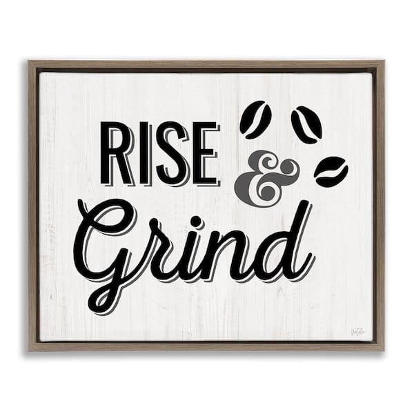 Stupell Industries Rise & Grind Coffee Beans by Natalie Carpentieri Brown Floater Frame Food Graphic Art Print 17 in. x 21 in.
