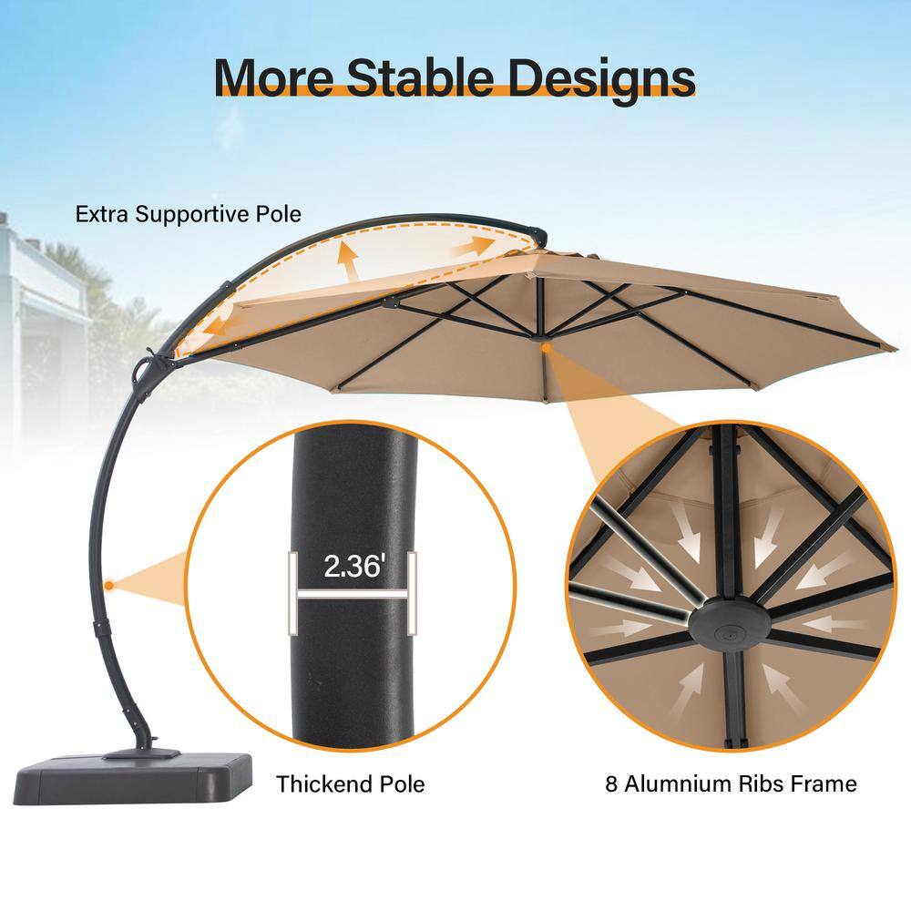 12-Foot Champagne Sunbrella Cantilever Patio Umbrella with Black Metal Pole