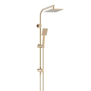 Modern Wall Bar Shower Kit 1-Spray 8 in. Square Rain Shower Head with Hand Shower in Matte Gold (Valve Not Included)