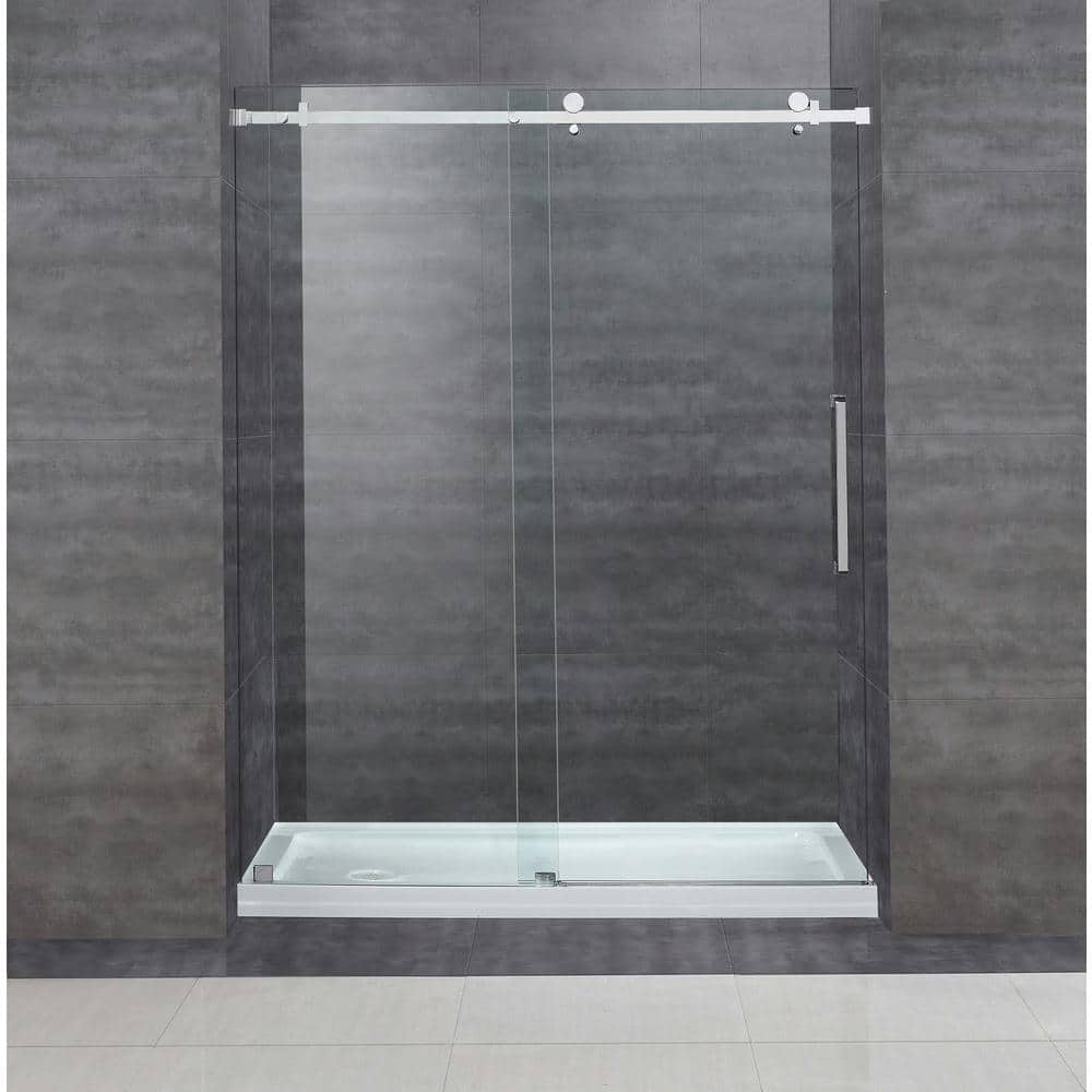 Moselle 60'' Stainless Steel Frameless Sliding Shower Door
