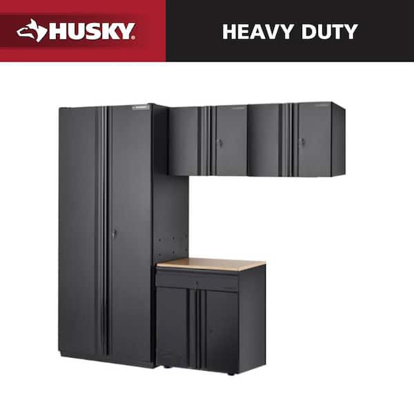 106 in. W x 82 in. H x 24 in. D 19-Gauge Extra Wide Welded Steel 4-Piece Heavy Duty Garage Storage System in Black