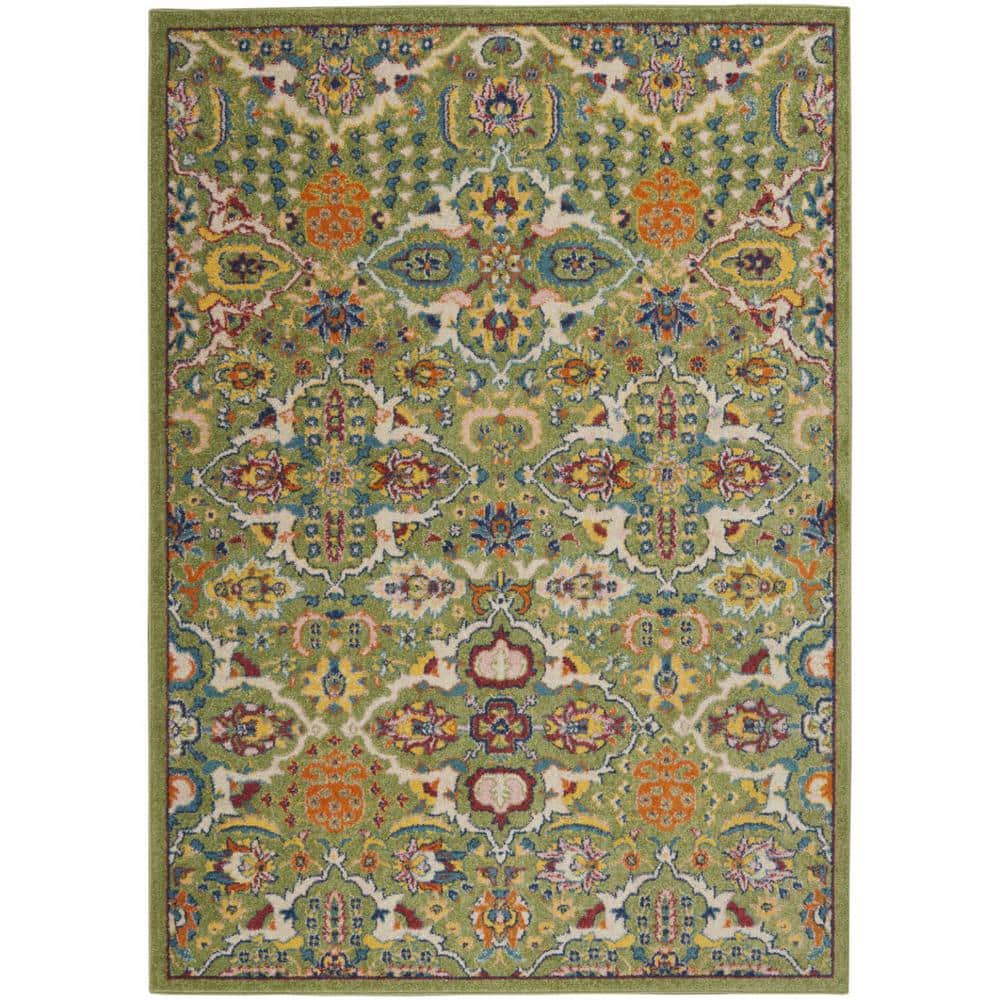 5' X 7' Green Floral Power Loom Area Rug price history on PriceWatchPro