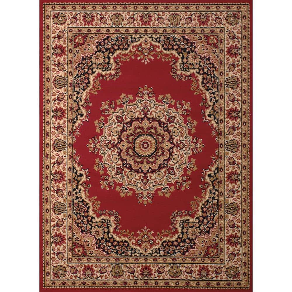 Floral Kerman Red 5 ft. x 7 ft. Indoor Area Rug