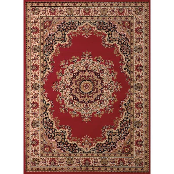Floral Kerman Red 8 ft. x 11 ft. Indoor Area Rug