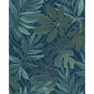 Nocturnum Blue Leaf Paper Strippable Roll Wallpaper (Covers 56.4 sq. ft.)