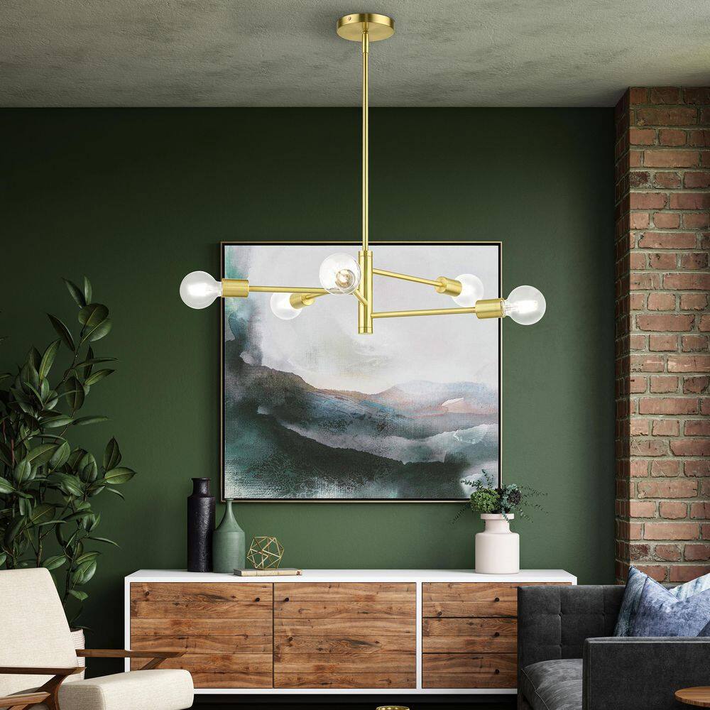 Bannister 5-Light Asymmetrical Satin Brass Chandelier