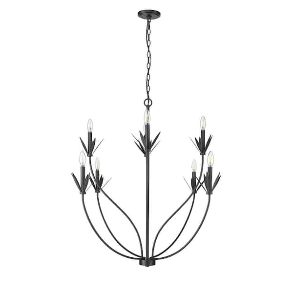 Primrose 40.2 in. 8-Light Matte Black Chandelier