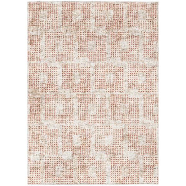 Eleanor 10 ft. x 14 ft. Ivory Geometric Indoor/Outdoor Washable Area Rug