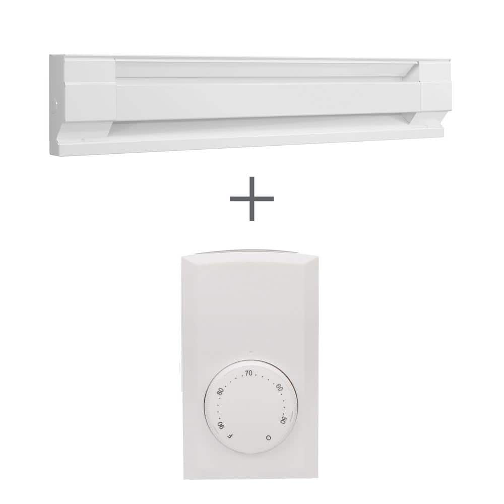 36 in. 240/208-volt 750/563-watt Electric Baseboard Heater in White with Wall Thermostat price history on PriceWatchPro