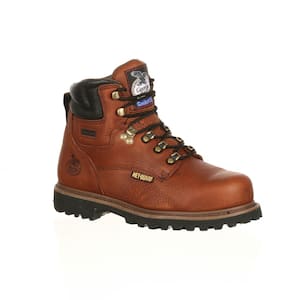 Men's Hammer Non Waterproof 6 inch Lace Up Work Boots - Steel Toe - BRIAR Brown 9 (M)