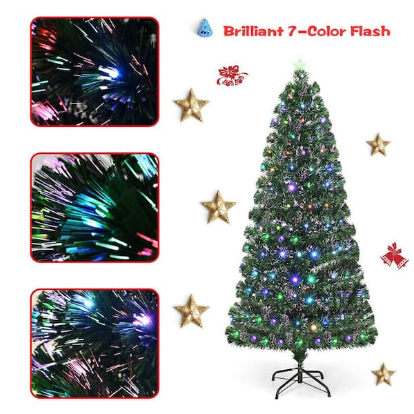 4 Foot Decorated Holiday Festive Fiber Optic Christmas Tree Pre-lit with LED Lights 4ft