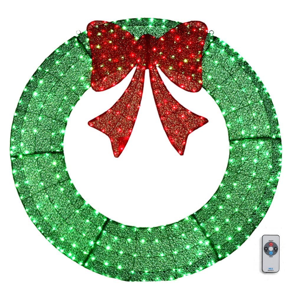Karl home 5 ft. Green Prelit Outdoor Large Wreath LED Artificial
