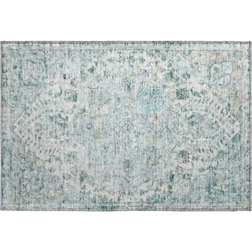 Mayfield Premium Machine Washable Abstract AMF2138 Teal 2 ft. x 3 ft. Accent Rug price history on PriceWatchPro