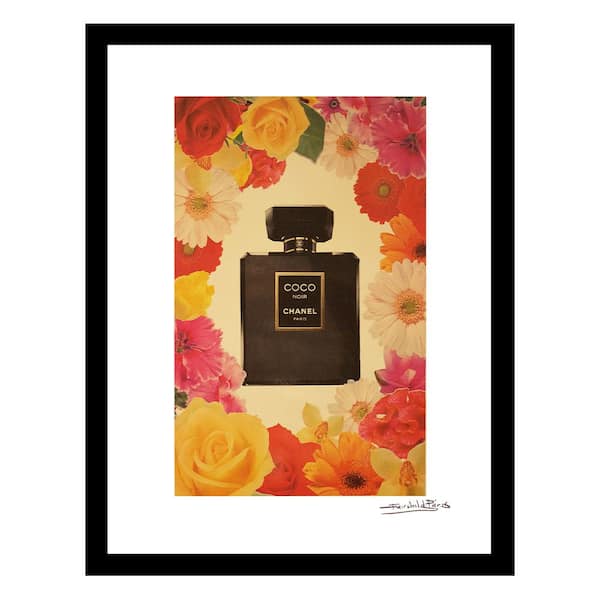 VENICE BEACH Collections Vintage Designer Fashion Perfume Bottle Floral Design by Fairchild Paris 1 Piece Framed Graphic Print 18 in. x 14 in.