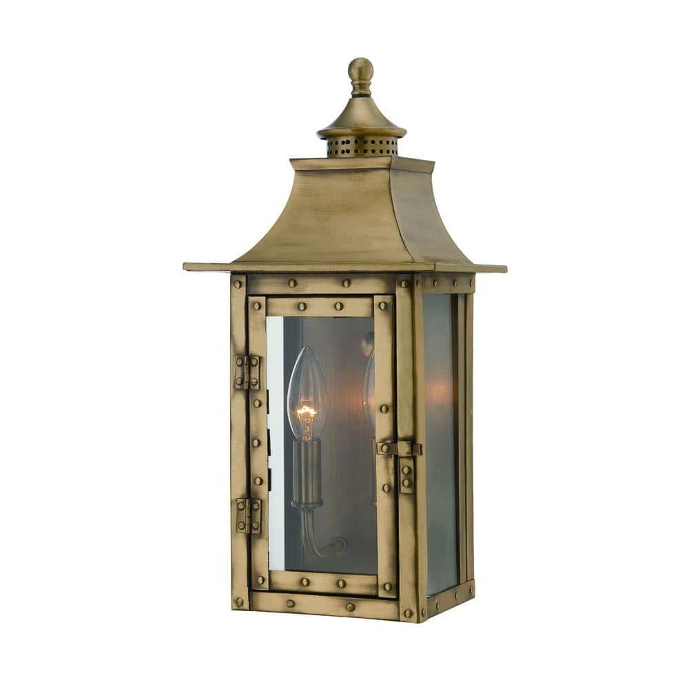 Acclaim Lighting St. Charles Collection 2-Light Aged Brass Outdoor Wall  Lantern Sconce 8302AB - The Home Depot