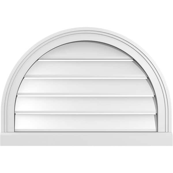 Ekena Millwork 26 in. x 18 in. Round Top White PVC Paintable Gable Louver Vent Functional
