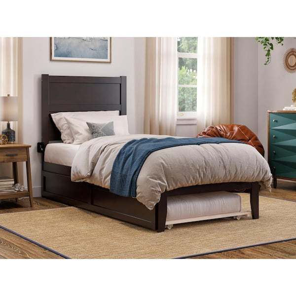 AFI NoHo Espresso Twin Extra Long Solid Wood Frame Platform Bed with Twin Extra Long Trundle