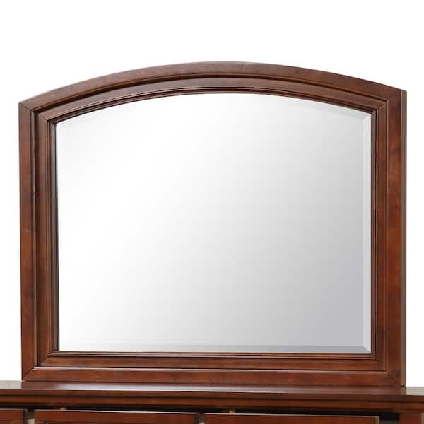 Meliora Cherry 36 in. W x 42 in. H Traditional Arch-top Rectangular Wood Framed Mirror