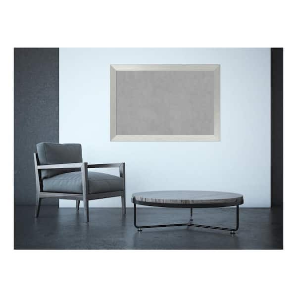 Amanti Art Brushed Sterling Silver Wood 40 in. x 28 in. Framed Magnetic Memo Board