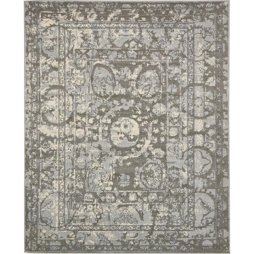EasyCare Gray Synthetic 8' x 10' Stain-Resistant Area Rug