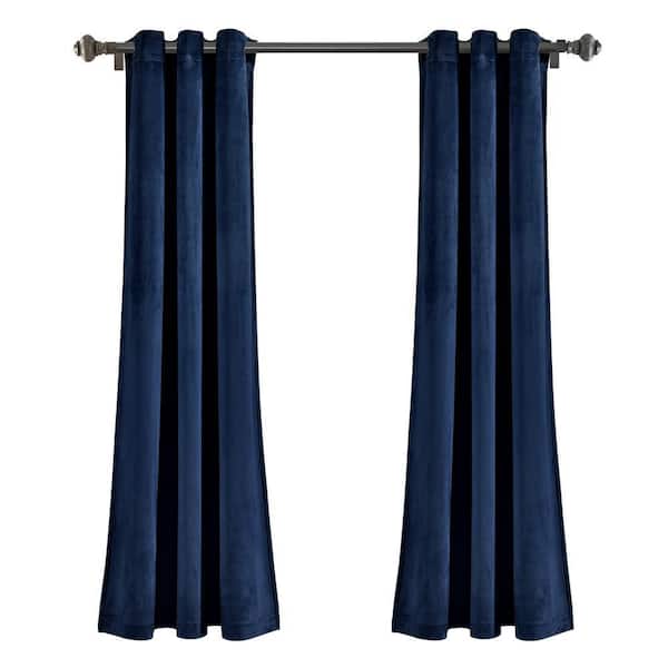 Lush Decor Navy Solid Grommet Room Darkening Curtain - 38 in. W x 63 in. L (Set of 2)