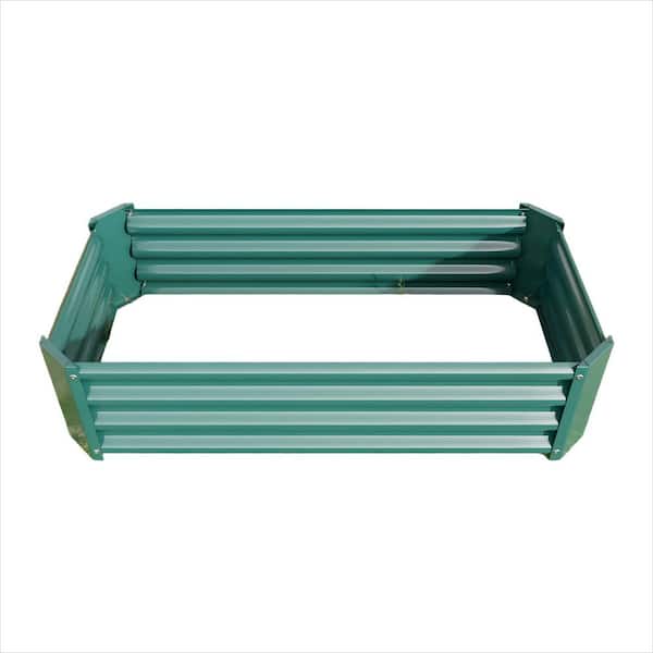 4 ft. x 2 ft. x 1 ft. Green Metal Galvanized Rectangle Garden Bed
