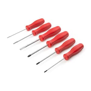 #0-#2,1/8-1/4 in. Phillips/Slotted Hard-Handle Screwdriver Set Chrome Blades (6-Piece)