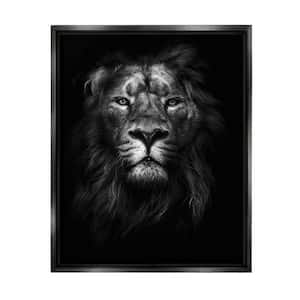 King of the Jungle Lion In Shadows Photography by Design Fabrikken Floater Frame Animal Wall Art Print 21 in. x 17 in.